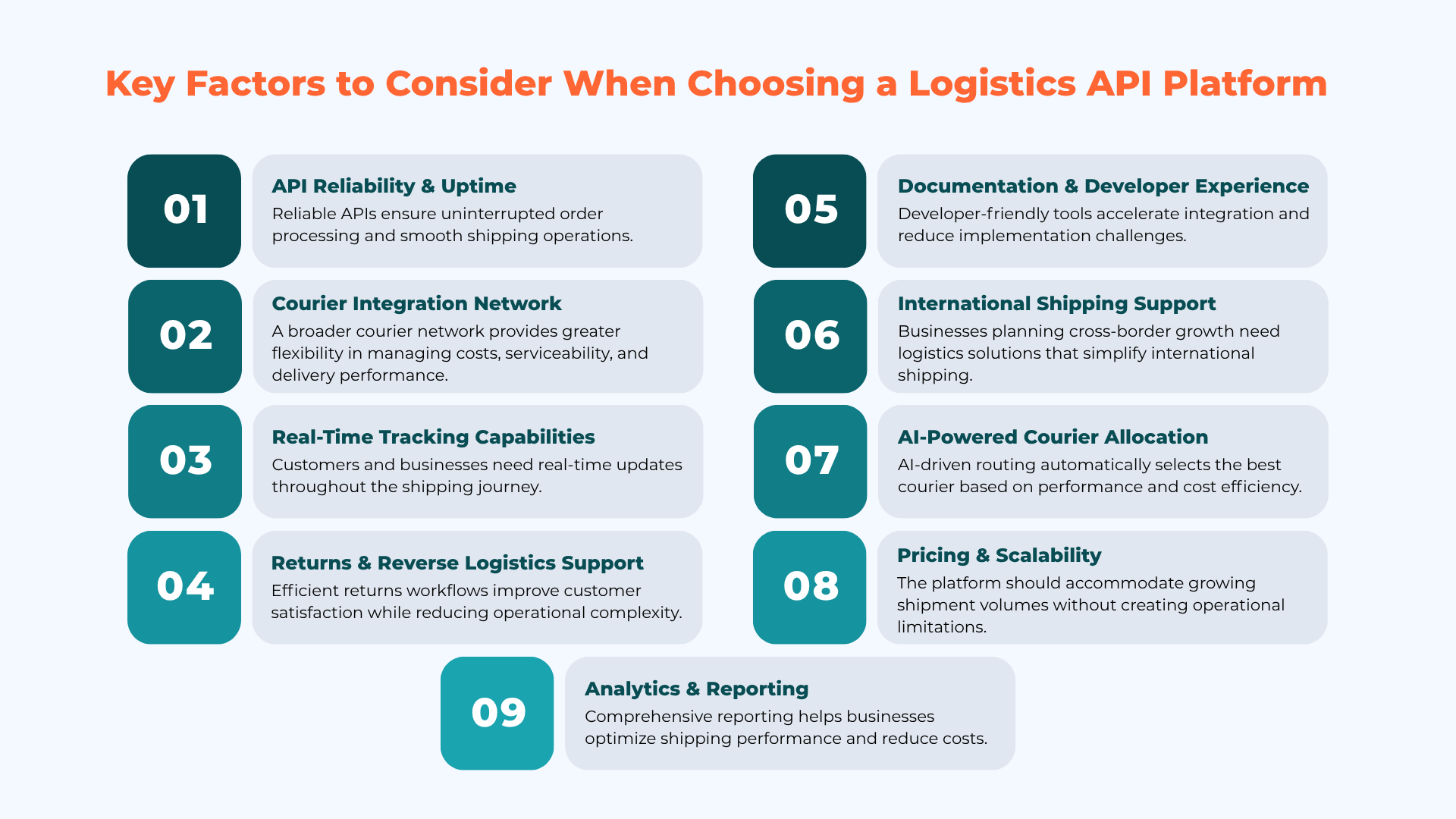 Key Factors to Consider When Choosing a Logistics API Platform