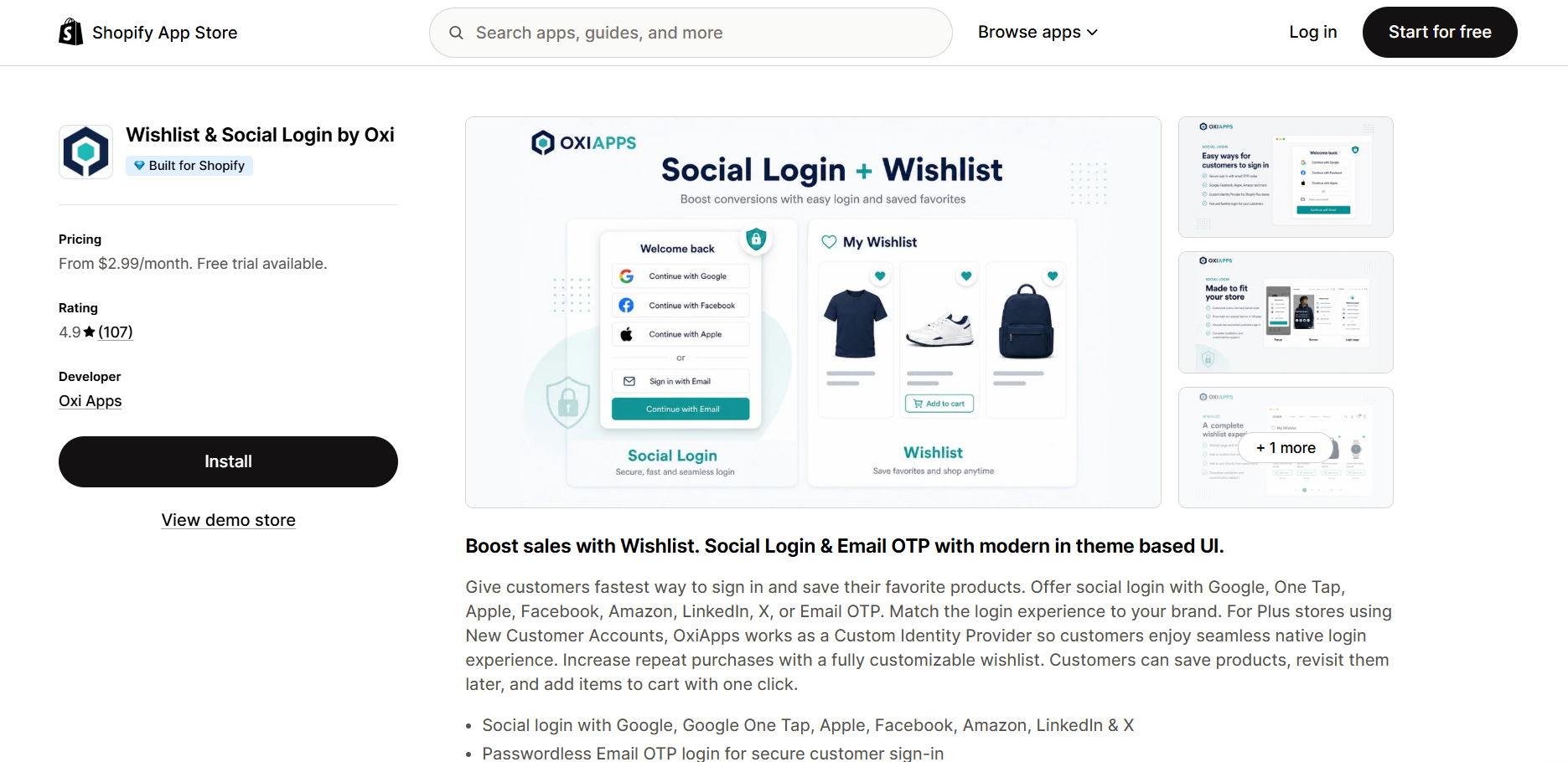 Oxi Social Login