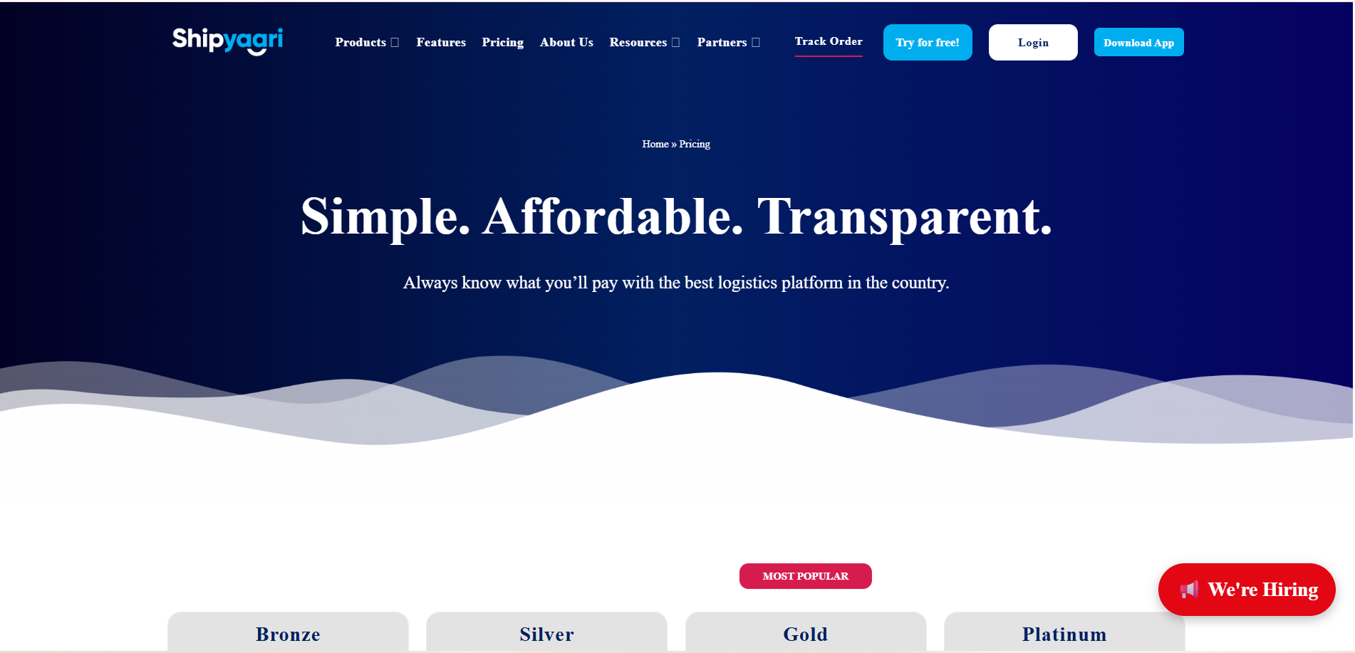 Shipyaari- Pricing page